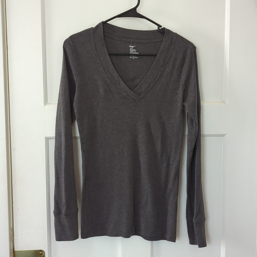 GAP Heather Gray Crewneck T-Shirt with White Logo